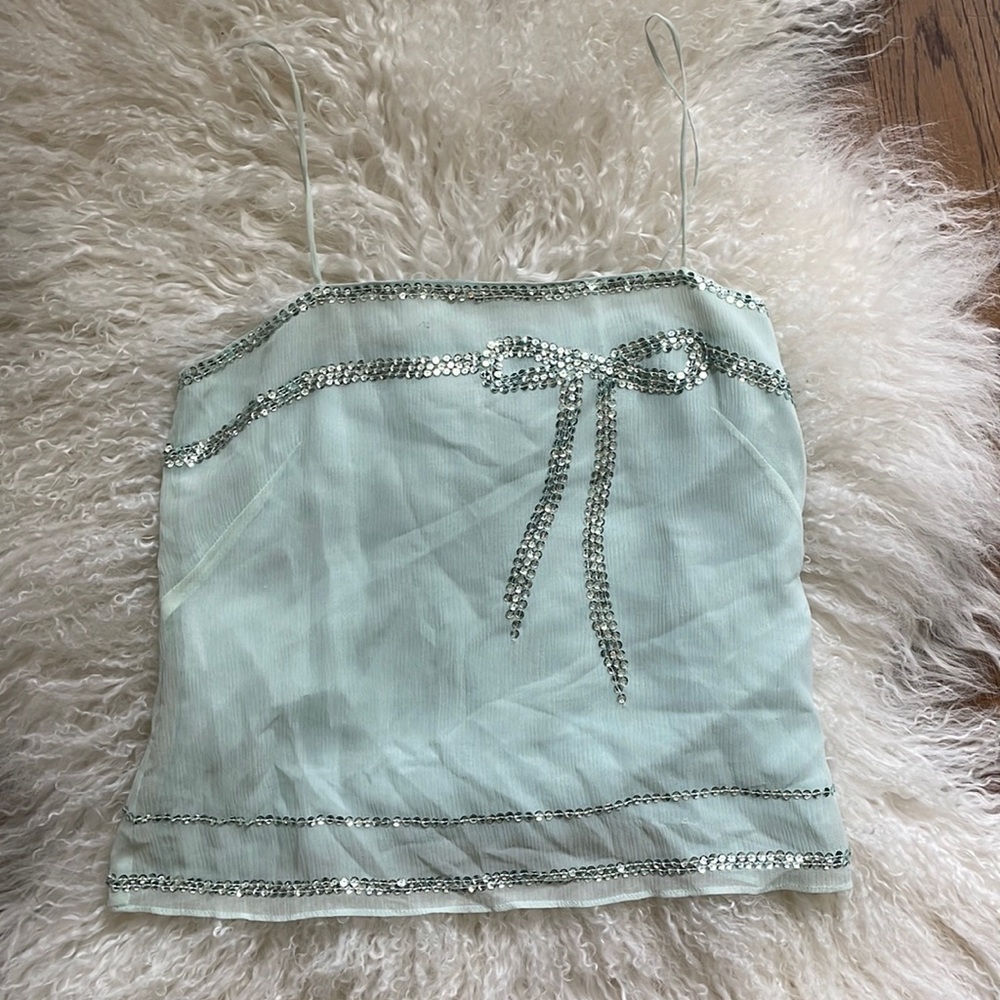 Vintage Light teal sequin tank